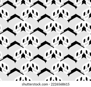 Skull pattern seamless isometric style. Cranium background. cartoon Ornament of kids fabric