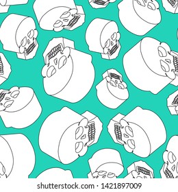 Skull pattern seamless. Skeleton background. undead texture Vector
