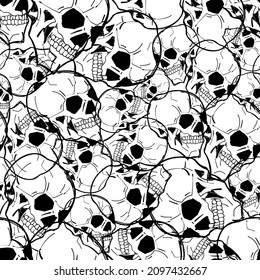 Skull pattern seamless. Skeleton head background. vector texture