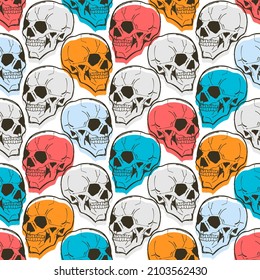 Skull pattern seamless. Skeleton head background. vector texture