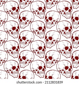 Patrón de cráneo sin fisuras. Fondo de la cabeza del esqueleto. textura vectorial