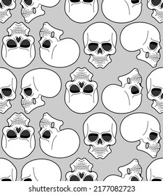 Skull pattern seamless. skeleton head background. bone texture