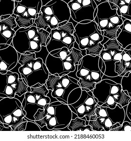 Skull pattern seamless. skeleton head background. bone texture