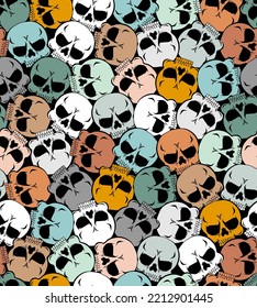 Skull Pattern seamless. Skeleton head Background. Vector texture