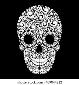 Skull pattern. Vector illustration. Halloween background