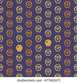 Skull pattern without mandible. Black background.Pattern can be used for wallpaper, cover fills, web page background, surface textures. Vector linen texture.
