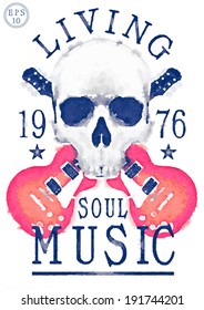 skull pattern.rock and roll poster design.T-shirt graphics