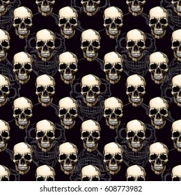 Skull Patternskull Seamless Pattern Stock Vector (Royalty Free ...