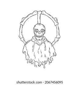 skull peace illustration vector hand drawing