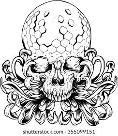 Skull and peonies