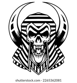 Arte de la línea del logo de la mascota de la cabeza del faraón