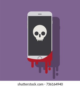 Skull phone icon, vector illustration design. Halloween collection.