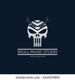 Skull Piano tuts music studio logo design template for brand or company and other