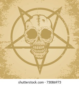 Skull and pictograph painted on old paper