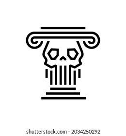 skull pillar law head ionic justice logo vector icon illustration