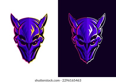 Skull in pilot, astronaut or alien helmet. Esports gaming high detailed logos set. Violet bones with vivid lights. Gamer sport team mascot design. Vector for horror genre, racing, or flight badge.