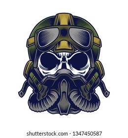 Skull Pilot vector illustration