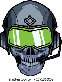 Skull with a pilot's helmet is available for your custom project
