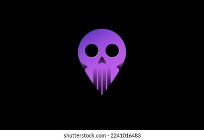 Skull pin location logo design template