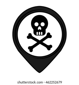skull pin pointer caution signal icon vector illustration design