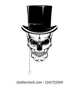 Skull with pince nez in a cylinder hat.