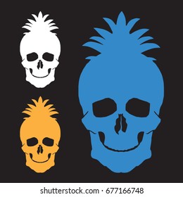 Skull pineapple illustration, tee shirt graphics, vectors, typography