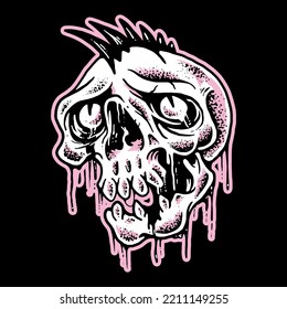 skull pink drippy melted head skeleton