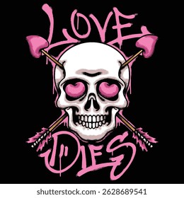 Skull With Pink Heart Urban Streetwear Art