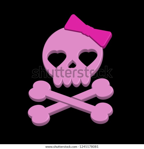 Skull Pink On Black Background 3d Stock Vector Royalty Free