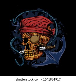 skull pirate anchor vector illustration for your company or brand