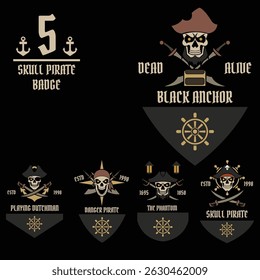 Skull Pirate Badge Logo Set 