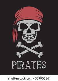 Skull pirate with bandana with crossed bones