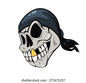 Skull pirate bandana on a white background. Vector illustration 