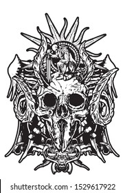 skull pirate black white with sacred geometry background