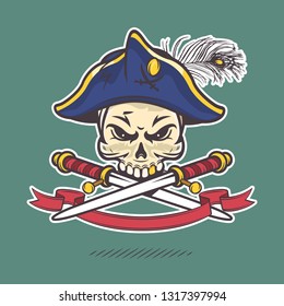 Skull of a pirate with crossed daggers.