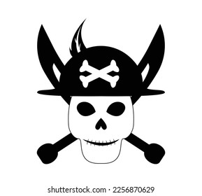 skull pirate with crossed swords. pirate warrior skull. vectors, illustrations, icons and logos.