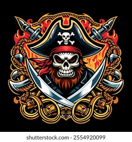 skull pirate emblem on a black background