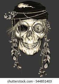 pirata cráneo con plumas