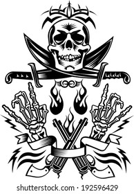 Skull pirate and guns  