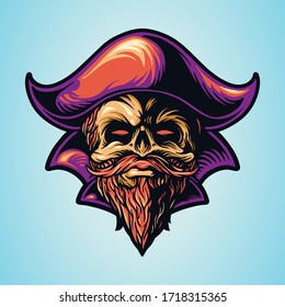 skull pirate hand drawing Logo vectorfor your work Logo merchandise t-shirt, stickers and Label, poster, greeting cards advertising business company or brands.