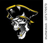 skull pirate hand drawing vector