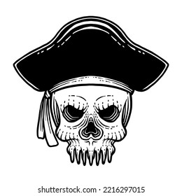 Skull with pirate hat accessories