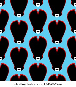 Skull pirate in hat pattern seamless. vector background