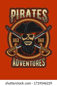 skull with pirate hat vector illustration 