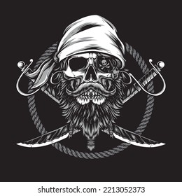 skull pirate illustration for clothing appare