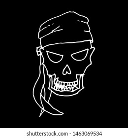 Skull pirate illustration. Isolated on black background.