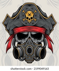 Skull Pirate Illustration. Premium vector