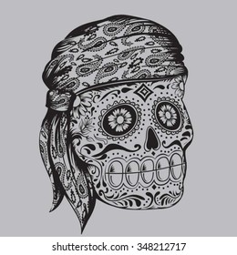 Skull pirate illustration, typography, t-shirt graphics, vectors