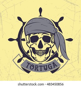 Skull pirate illustration, vector