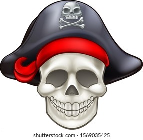 Skull pirate Jolly Roger cartoon illustration